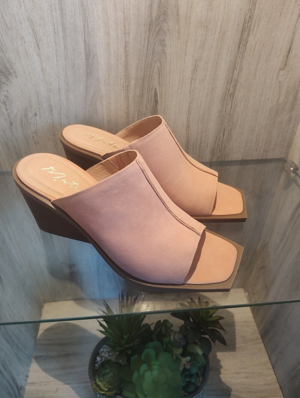 Matisse Sculpted Women’s Blush Pink Open-Toe Wedge Mules SZ 8 New In Box